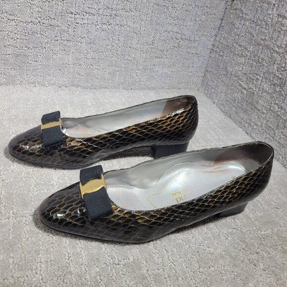 Alexandria Made in Italy Women's Size 7 US Brown Leather Animal print Pump Heels - Picture 7 of 12